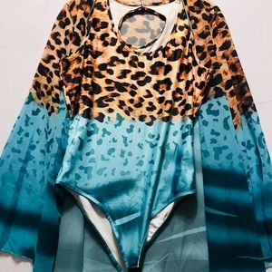 New 2 pieces swimming suit with Caftan Size L